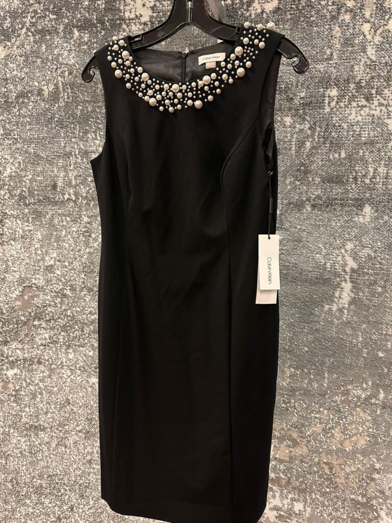 Calvin klein black cheap dress with pearl neckline